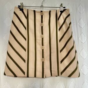 INTERMIX Beige and Green Striped Mini Skirt